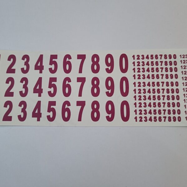 Bordeax rode cijfers water transfer decals